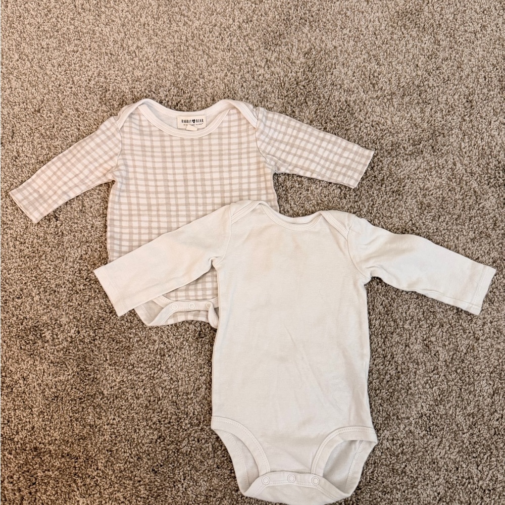 Plaid and Solid Cream Kids One Pieces